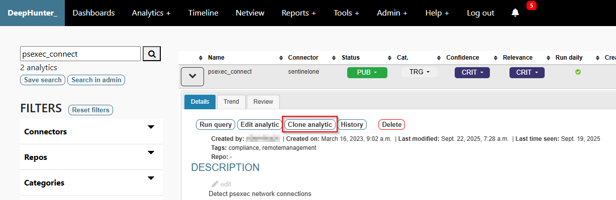 clone threat hunting analytic