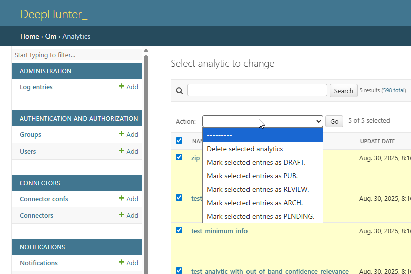 admin bulk actions